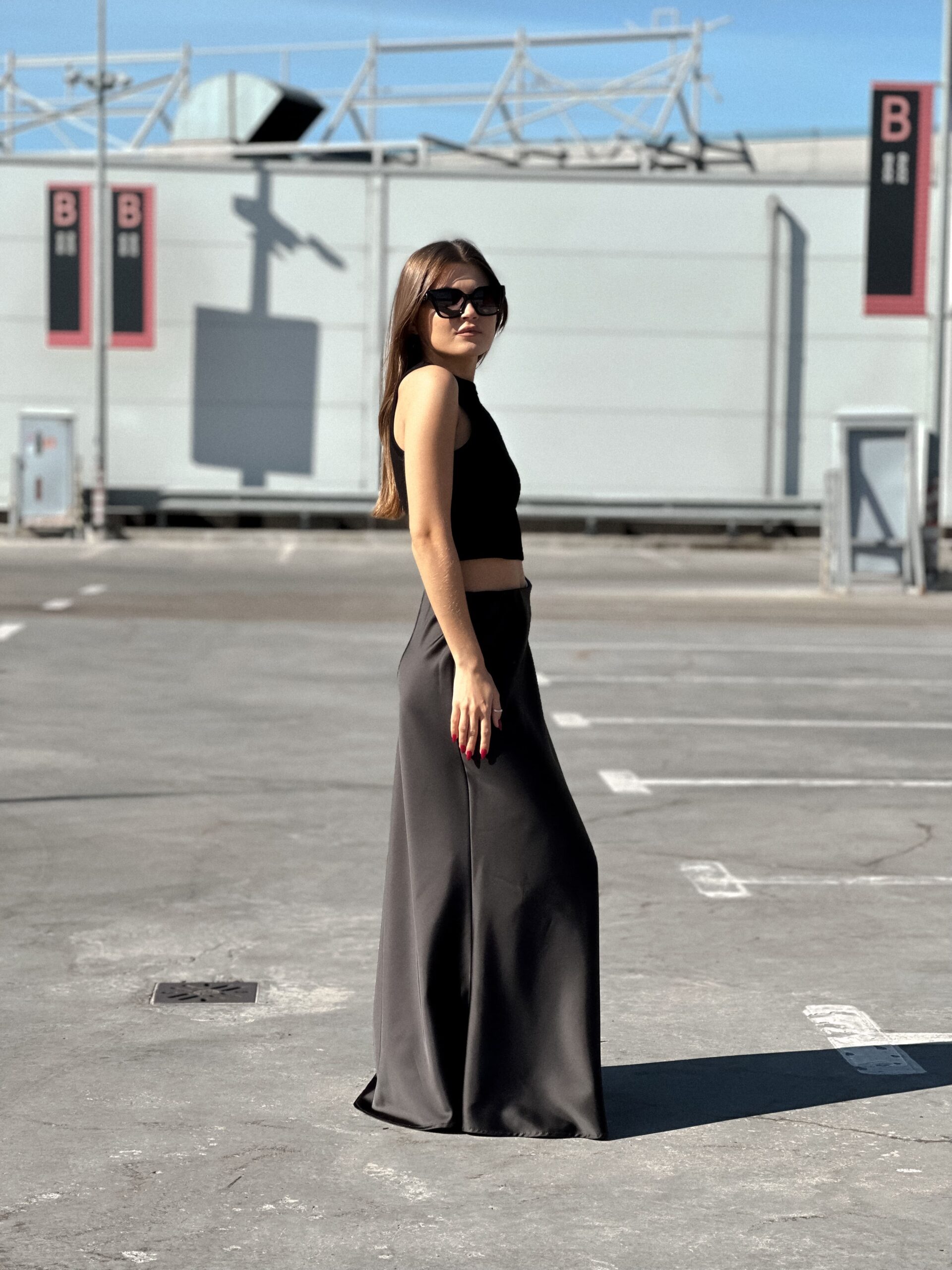 Спідниця чорна сатинова maxi - Зображення 3