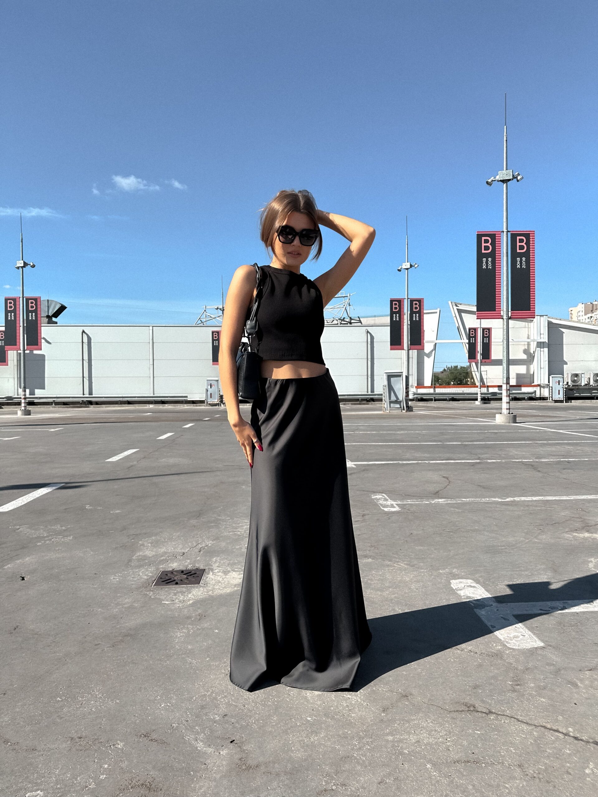 Спідниця чорна сатинова maxi - Зображення 10
