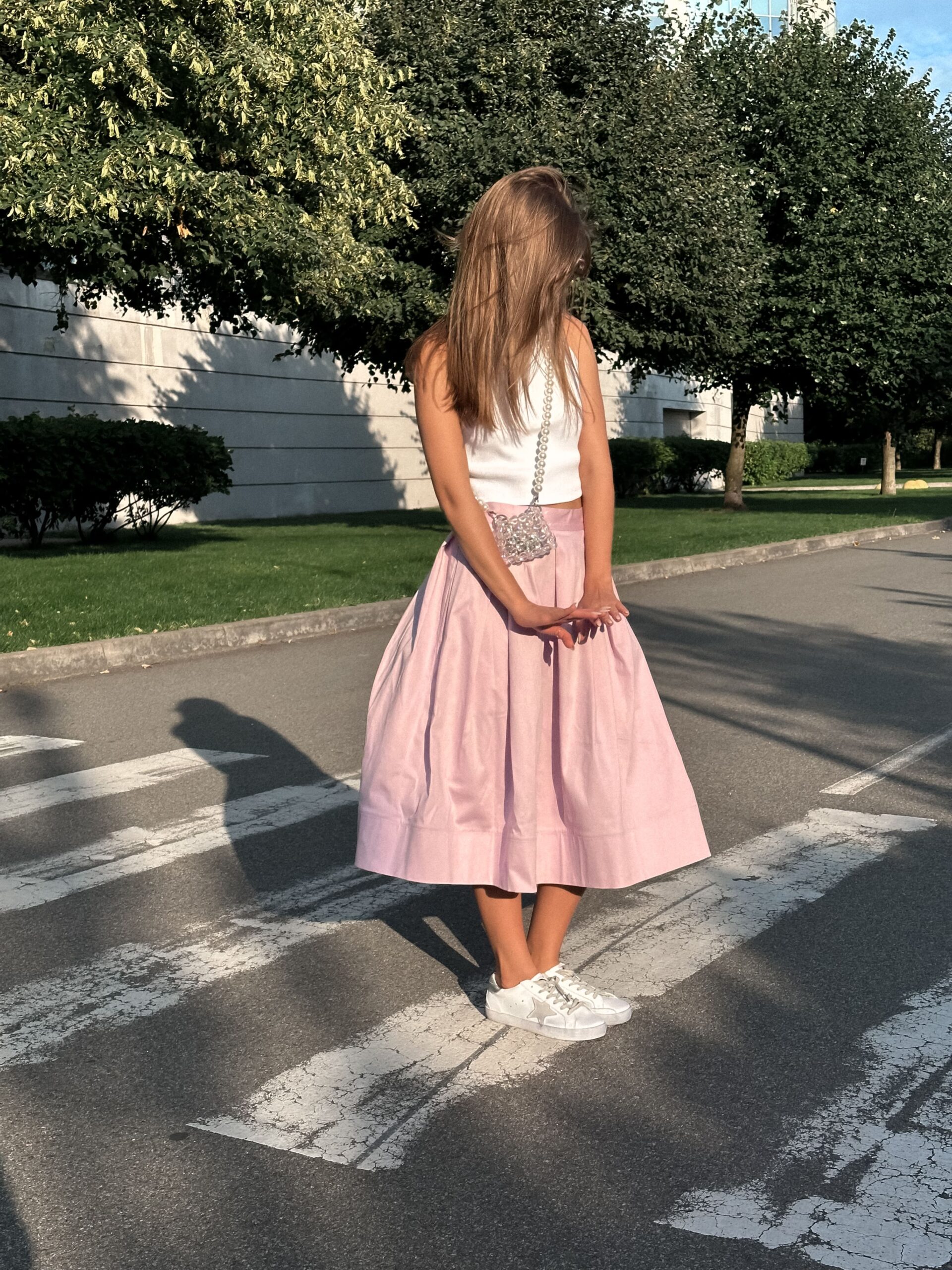 Спідниця міді із щільної бавовни ніжно-фіолетова - Зображення 5