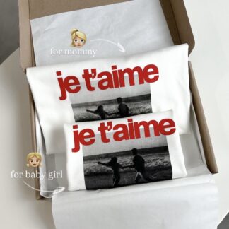 Футболки білі з написом Je t’aime (жіноча + дитяча)