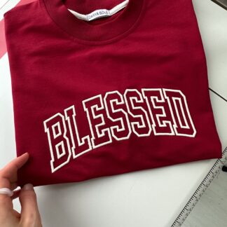 Футболка преміум бордо blessed шампань вишивка