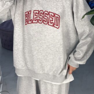 Світшот сірий меланж blessed вишивка