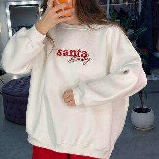 Світшот на флісі шампань з вишивкою Santa Baby