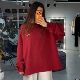 Лонгслів оверсайз plus бордо з вишивкою кохай